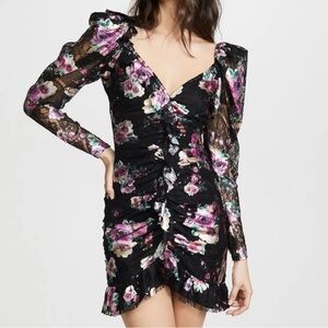 For Love And Lemons Black Floral Long Sleeve Dress
